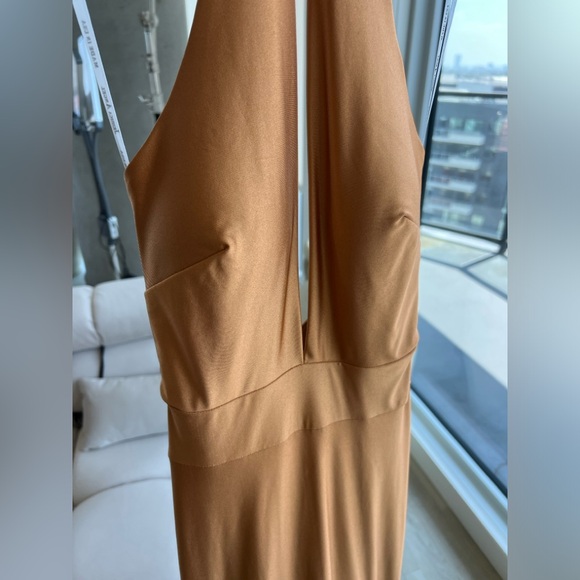 Camel Brown Maxi Halter Gown - Picture 6 of 8